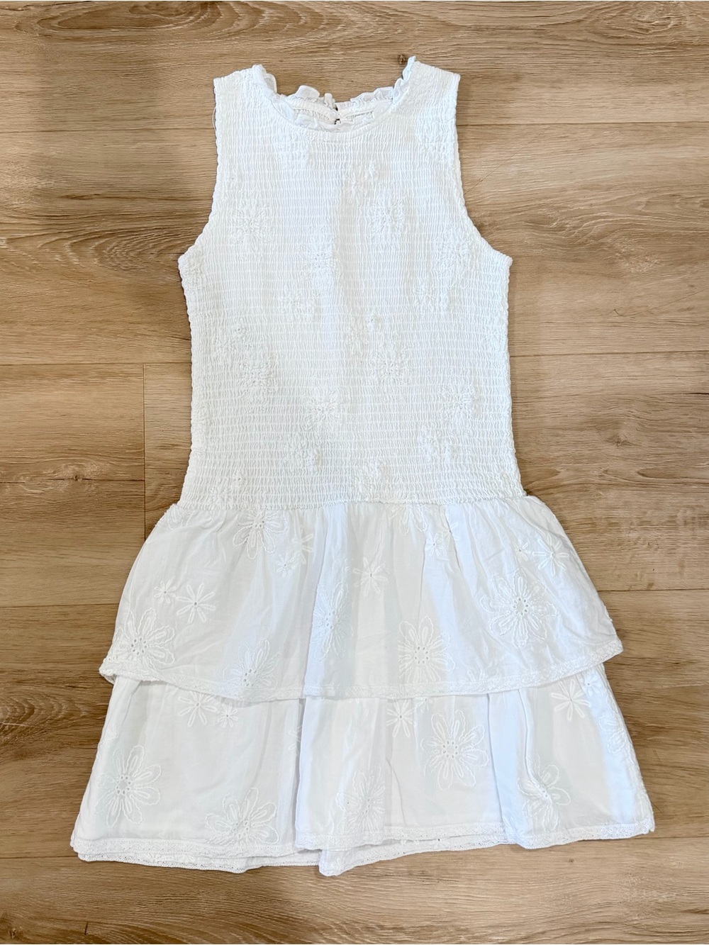 Zara Girls White Tiered Eyelet Summer Dress